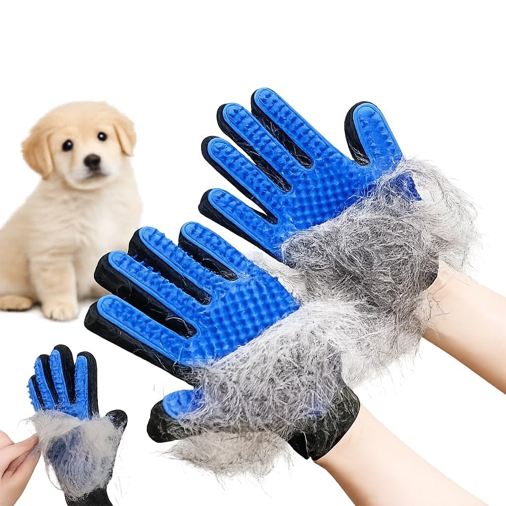 Pet Grooming Gloves for Dogs & Cats | Deshedding Set of 2