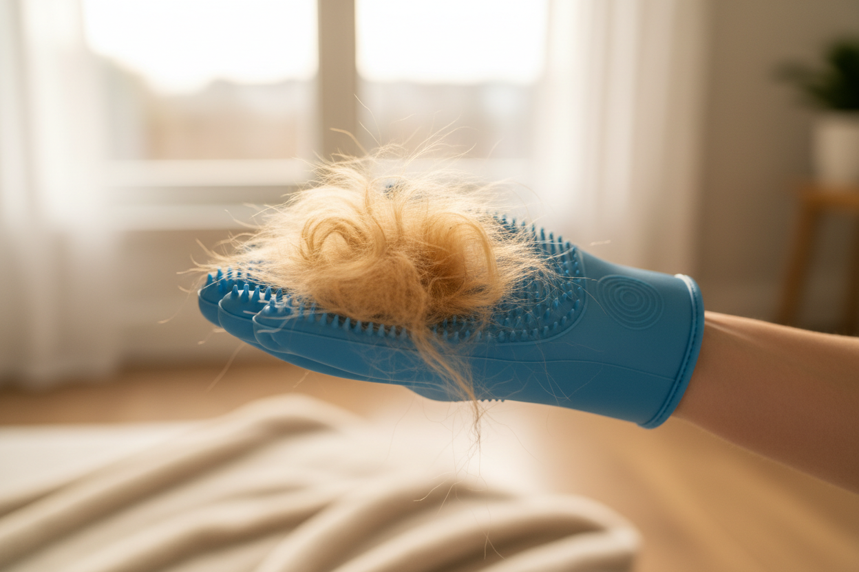 Pet Grooming Gloves for Dogs & Cats | Deshedding Set of 2